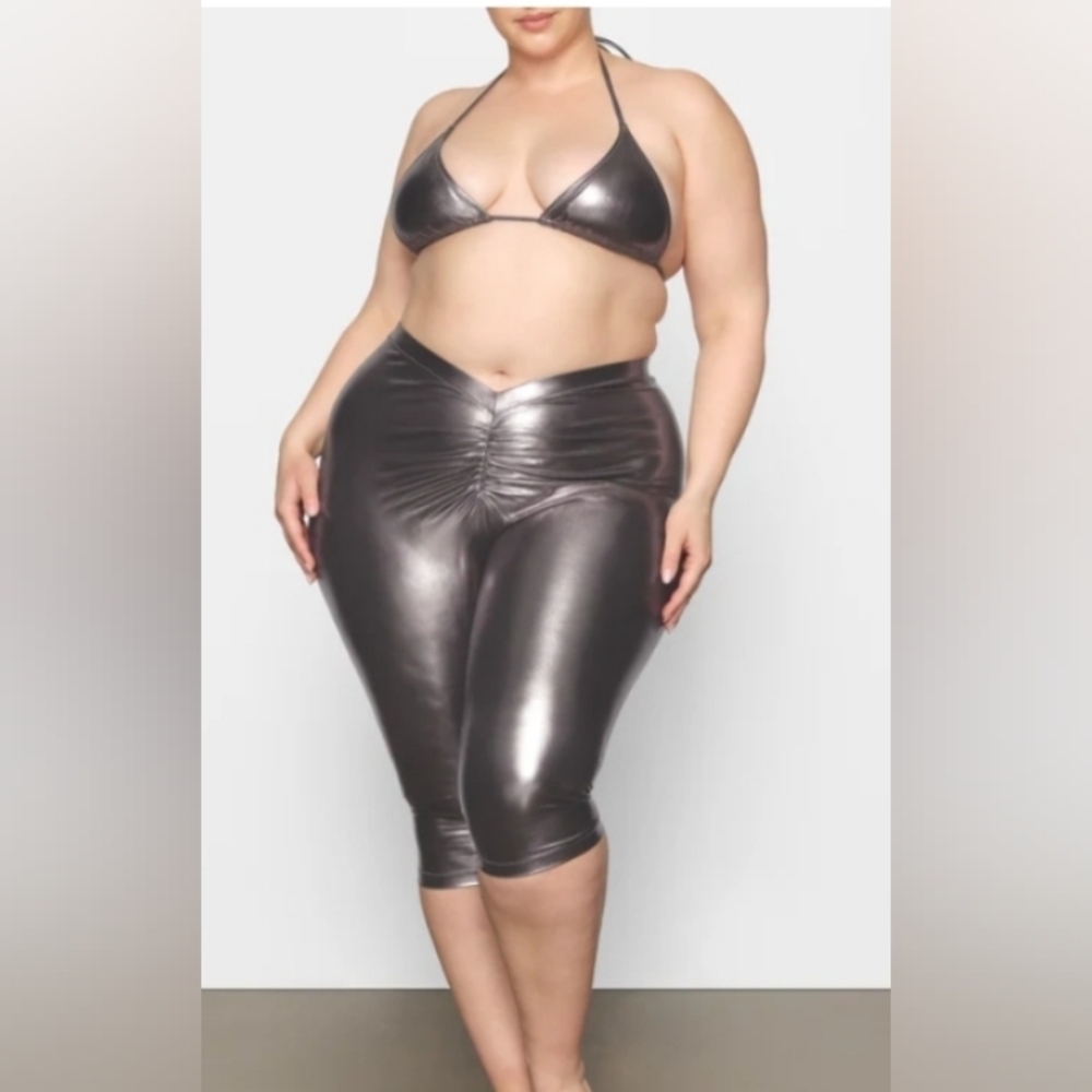 Skims Mettalic swim shorts (nickel)